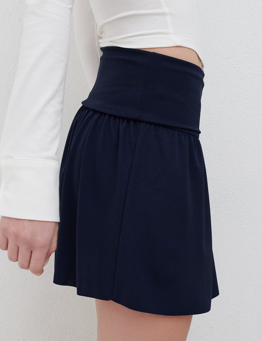 Gonne E Shorts Suite Benedict | Gonna Arricciata Con Baschina Alta Blu Navy