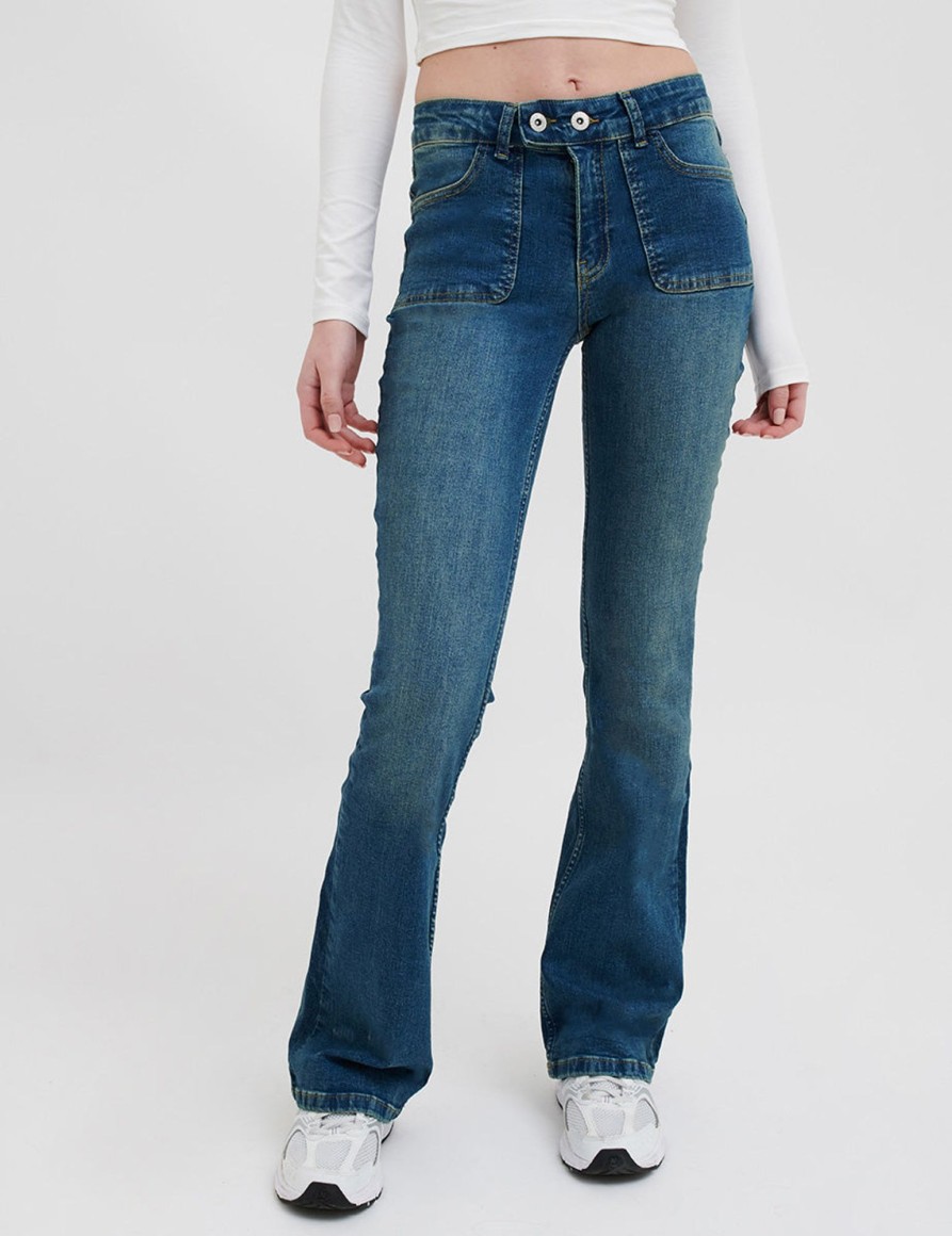 Jeans Suite Benedict | Jeans A Zampa Con Doppio Bottone Medium Sandle