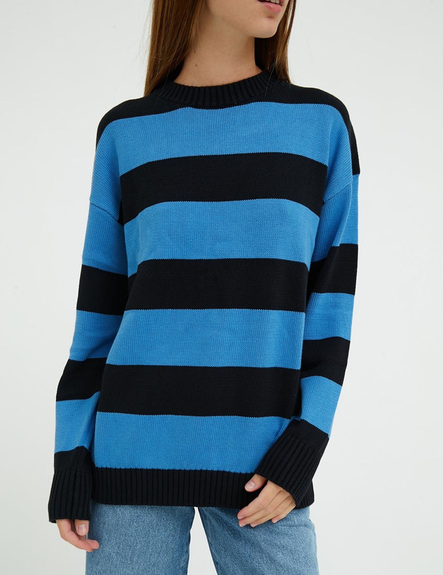 Maglieria Suite Benedict | Maglione Oversize A Righe Lt Blue-Black