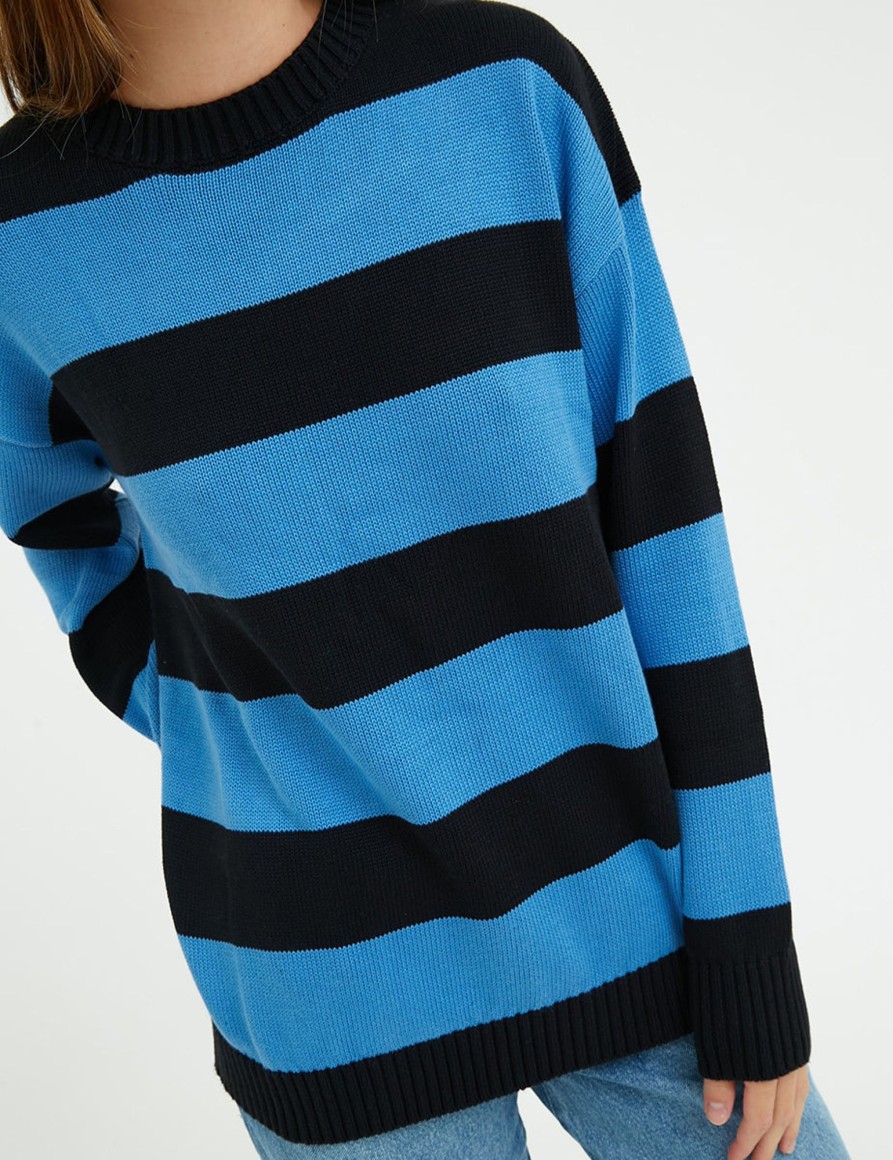 Maglieria Suite Benedict | Maglione Oversize A Righe Lt Blue-Black