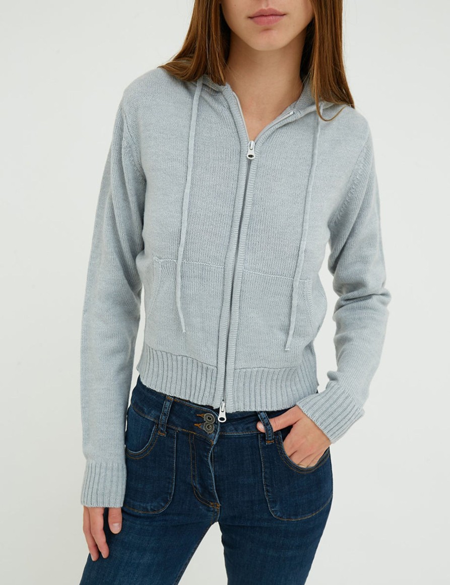 Maglieria Suite Benedict | Cardigan Con Cappuccio E Zip Pearl Mel