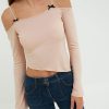 Top & T-Shirts Suite Benedict | Top Manica Lunga Off Shoulder Con Fiocchetti Rosa