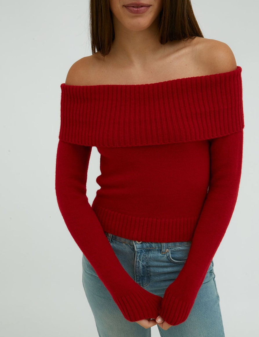 Maglieria Suite Benedict | Maglione Off Shoulder Dk Red