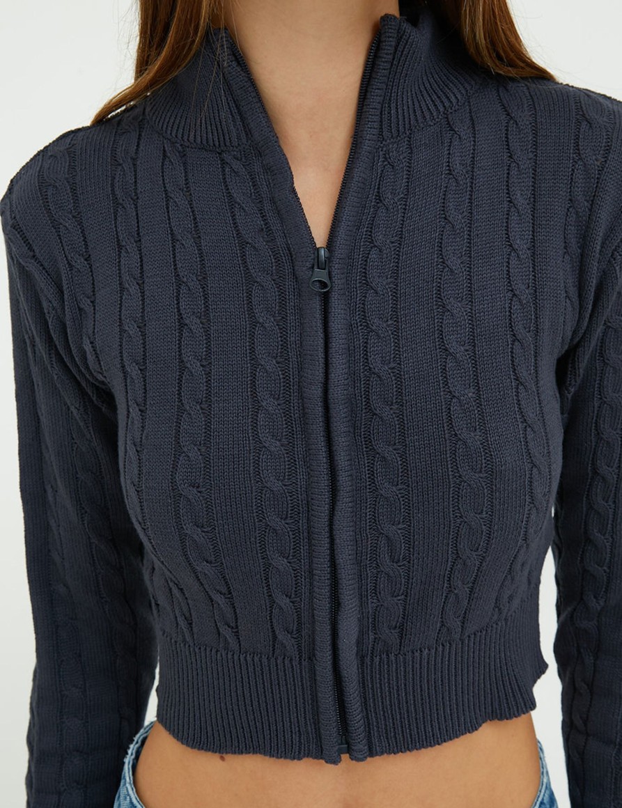 Maglieria Suite Benedict | Cardigan Collo Alto E Zip Midnight