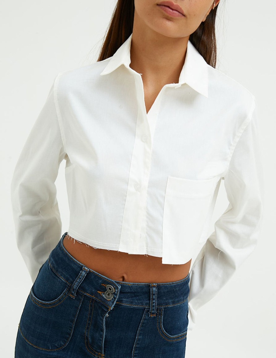 Bluse E Camicie Suite Benedict | Camicia Crop Con Taschino Panna