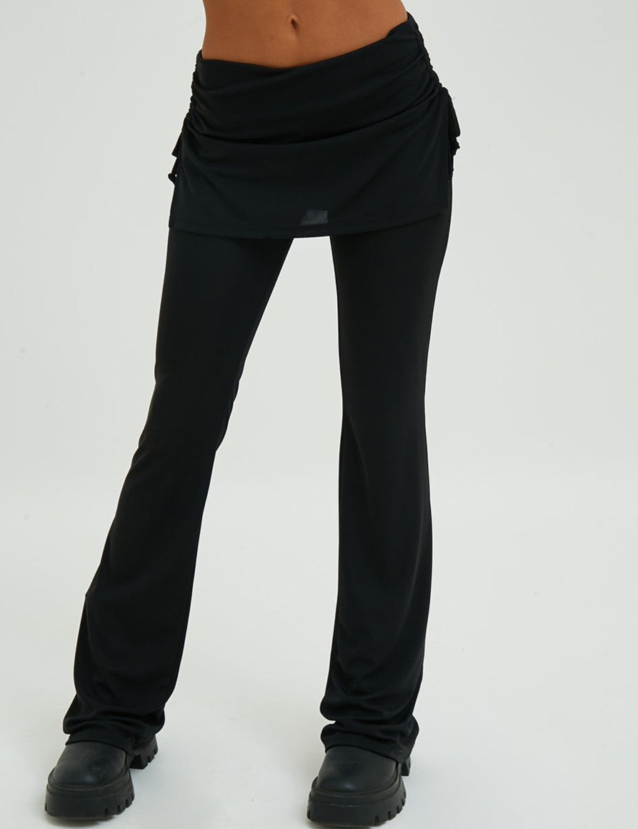 Pantaloni Suite Benedict | Pantalone Flare Con Gonna Sovrapposta Nero