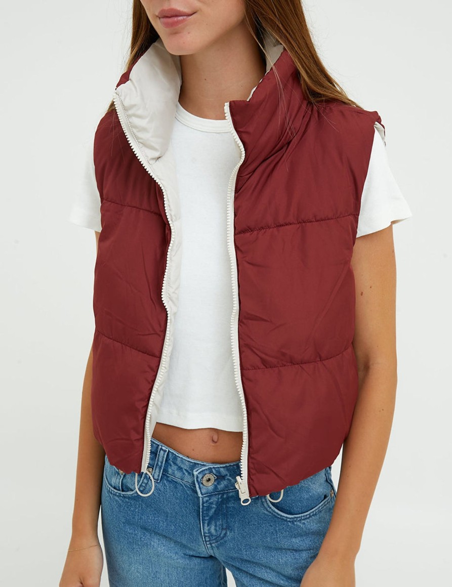 Giacche Suite Benedict | Gilet Crop Imbottito Bordeaux-Chalk