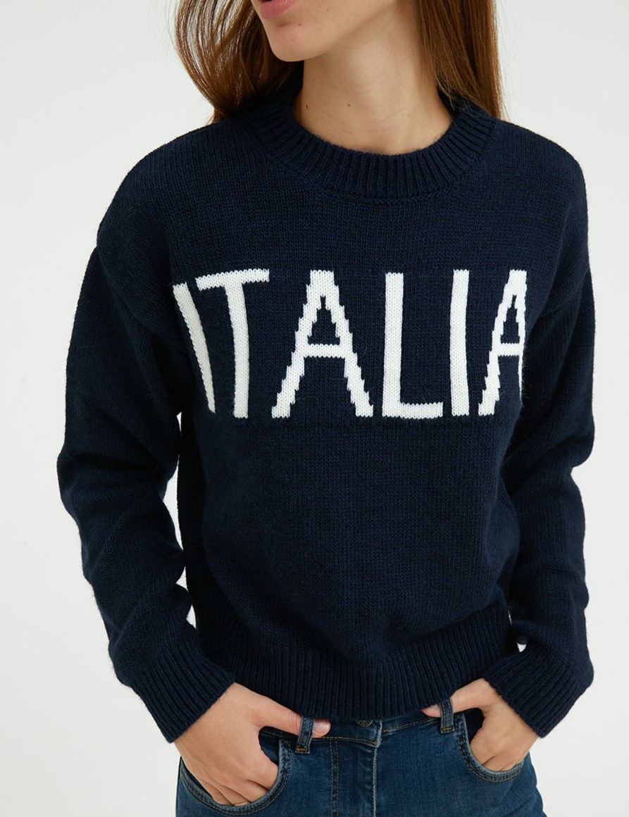 Maglieria Suite Benedict | Maglione Regular Con Scritta Dk Navy-Pa