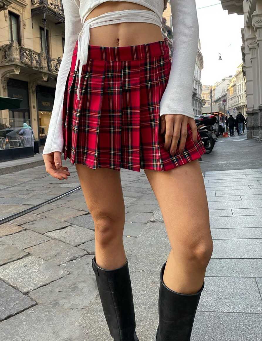 Gonne E Shorts Suite Benedict | Gonna A Pieghe In Tartan Check Red-Green