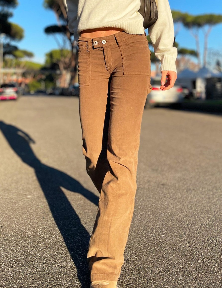 Pantaloni Suite Benedict | Pantalore Flare In Velluto Nut