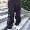 Pantaloni Suite Benedict | Pantalone Parachute Con Bordi A Contrasto Nero