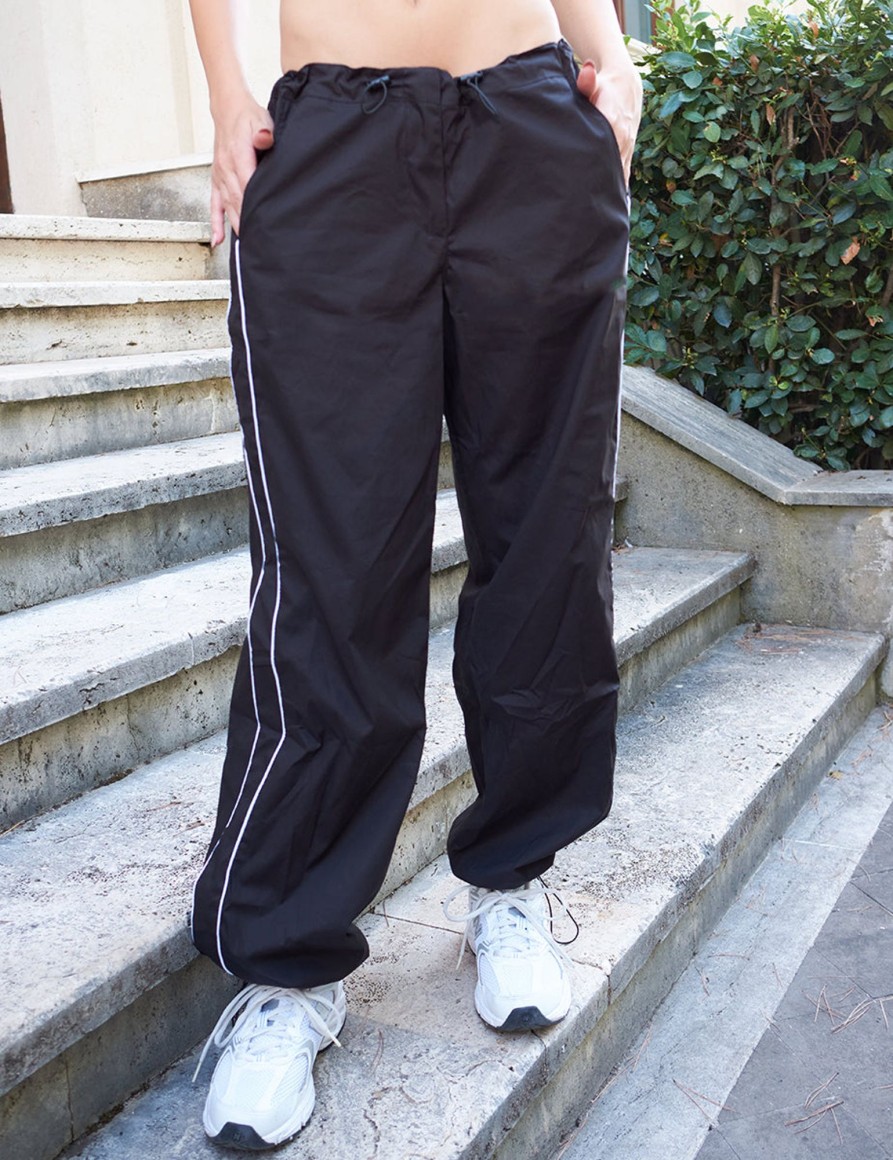 Pantaloni Suite Benedict | Pantalone Parachute Con Bordi A Contrasto Nero