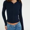 Maglieria Suite Benedict | Cardigan Con Cappuccio E Zip Dk Navy