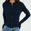 Maglieria Suite Benedict | Cardigan Collo Alto E Zip Dk Navy