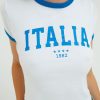 Graphic Tees Suite Benedict | Top "Italia" Con Bordi A Contrasto Whithe-Royal