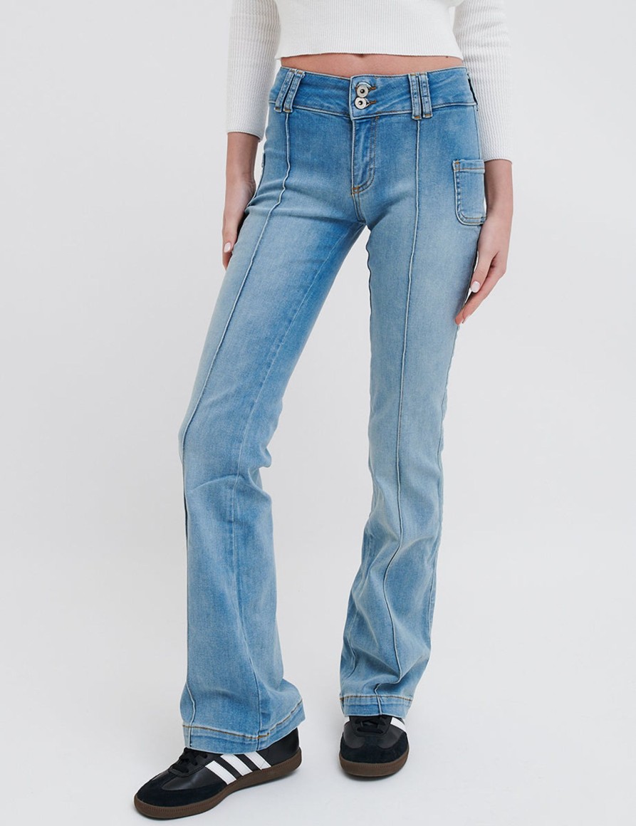 Jeans Suite Benedict | Jeans A Zampa Con Doppio Bottone E Tasconi Light Sandle