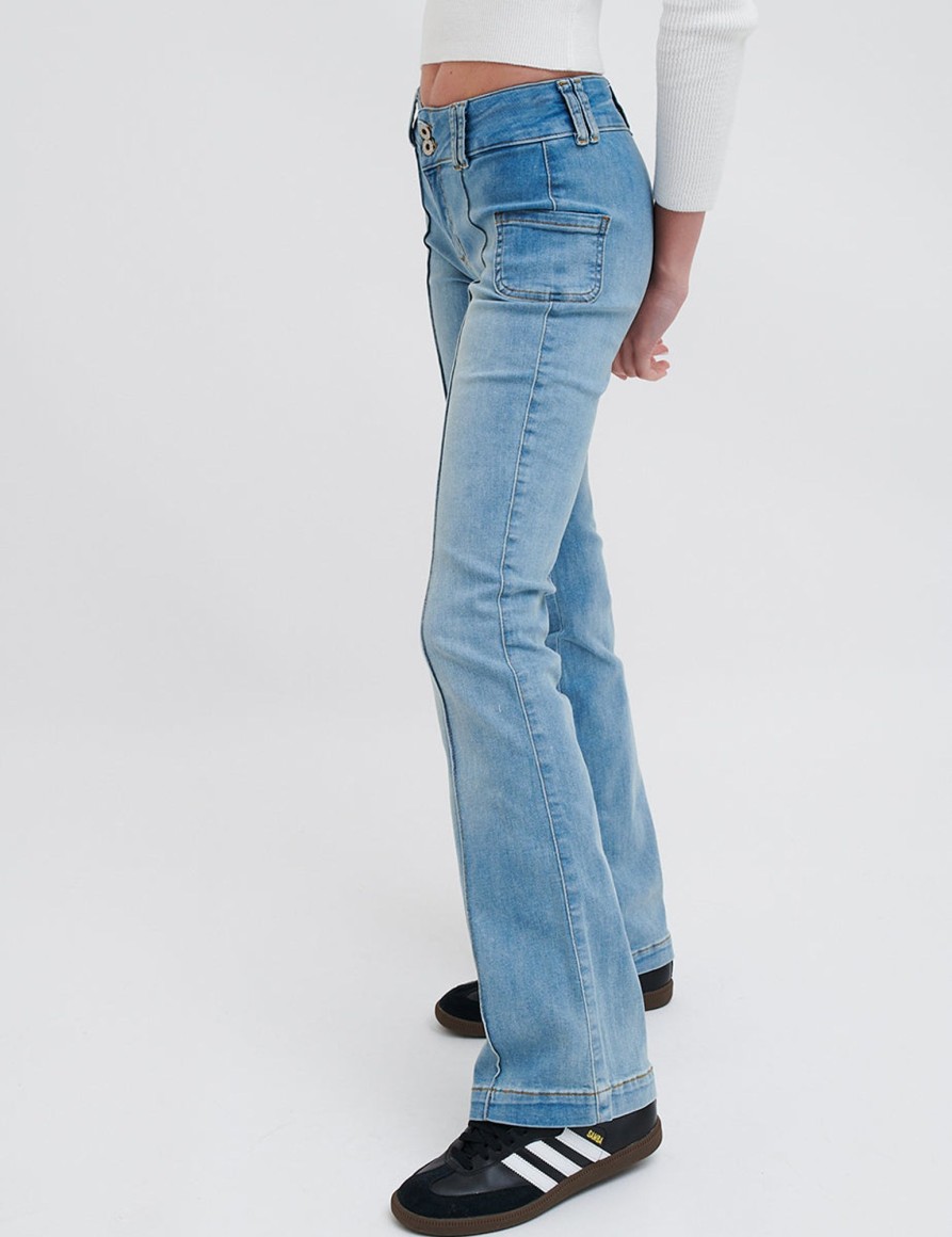 Jeans Suite Benedict | Jeans A Zampa Con Doppio Bottone E Tasconi Light Sandle