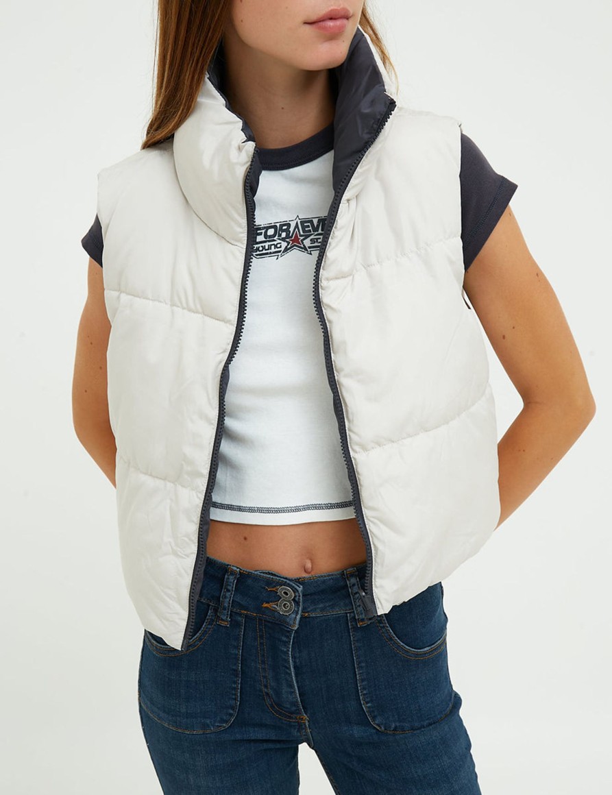 Giacche Suite Benedict | Gilet Crop Imbottito Chalk-Dkgrey