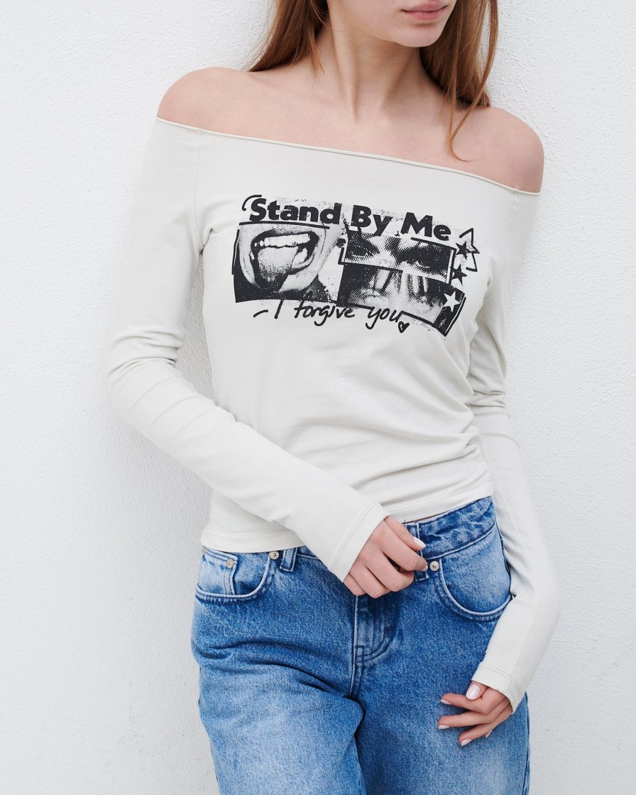 Graphic Tees Suite Benedict | T-Shirt Offshoulder Stampa Snow