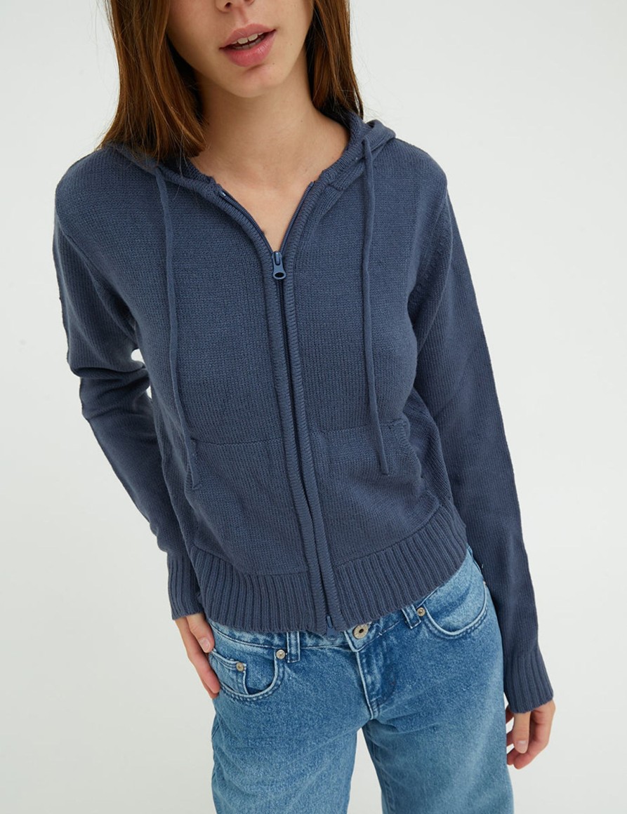 Maglieria Suite Benedict | Cardigan Con Cappuccio E Zip Ink