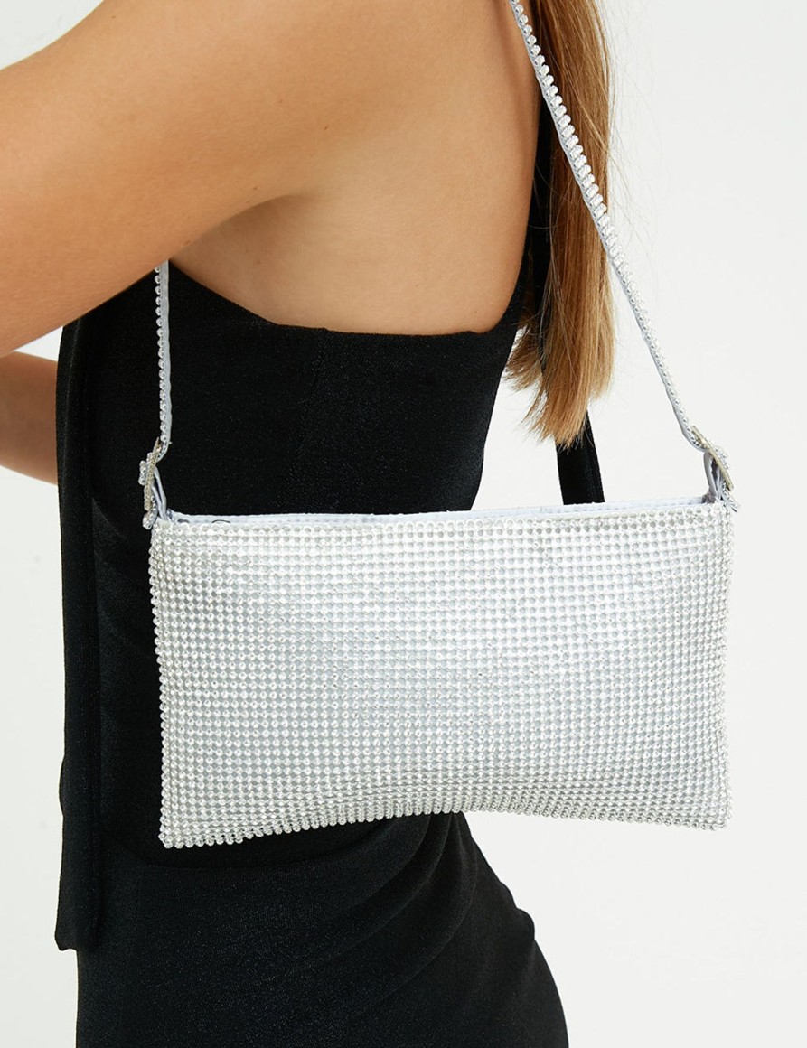 Accessori Suite Benedict | Borsa A Spalla Con Strass Silver