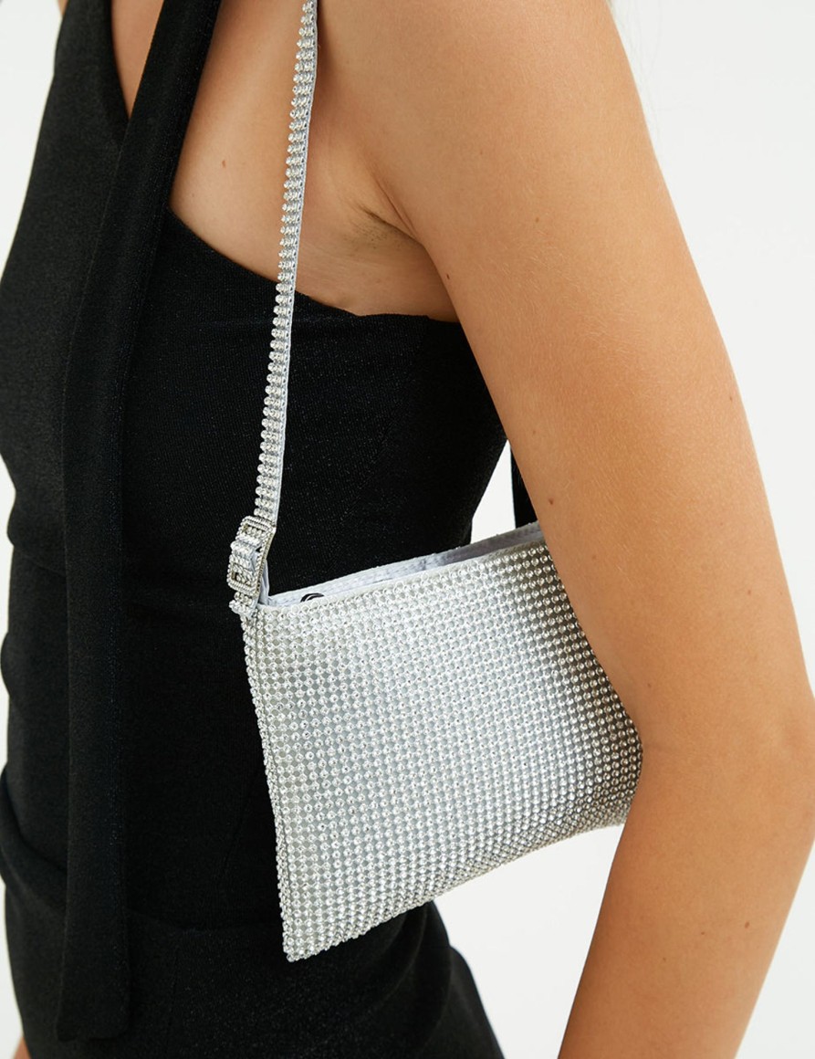 Accessori Suite Benedict | Borsa A Spalla Con Strass Silver