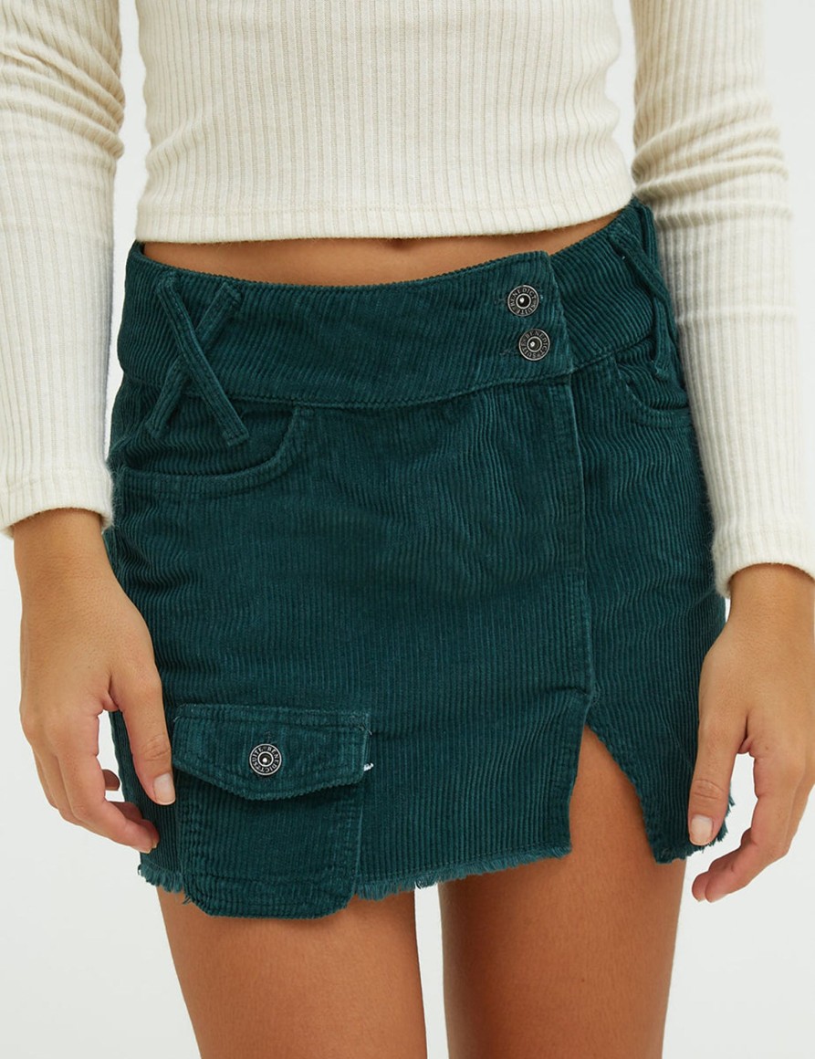 Gonne E Shorts Suite Benedict | Minigonna In Velluto A Coste Dk Green