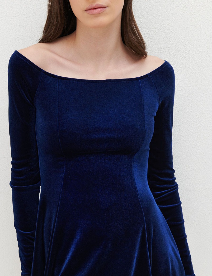 Vestiti Suite Benedict | Abito Offshoulder Svasato In Ciniglia Royal